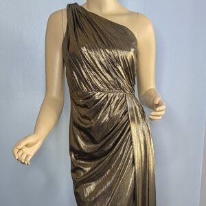Stunning Gold One Shoulder Formal Dress